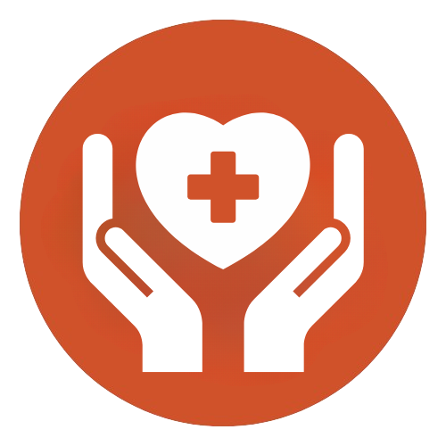 We-Care Hand holding a heart icon symbolizing locally owned business and customer care.